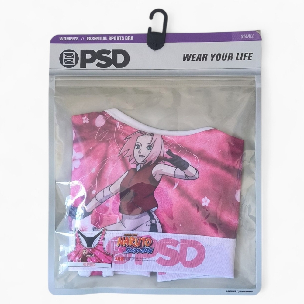 PSD Naruto Sakura Pink Floral Sports Bra Size Small